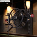 GobekUsa Industrial Iron Hanging Light Fixture - Wheel Piping, 2/3/4 Heads, Black - for Living Room Island