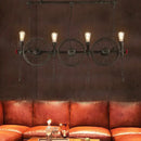 GobekUsa Industrial Iron Hanging Light Fixture - Wheel Piping, 2/3/4 Heads, Black - for Living Room Island