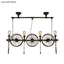 GobekUsa Industrial Iron Hanging Light Fixture - Wheel Piping, 2/3/4 Heads, Black - for Living Room Island