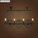 GobekUsa Industrial Iron Hanging Light Fixture - Wheel Piping, 2/3/4 Heads, Black - for Living Room Island