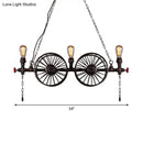 GobekUsa Industrial Iron Hanging Light Fixture - Wheel Piping, 2/3/4 Heads, Black - for Living Room Island