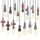GobekUsa Iron Pipe Pendant Lights Holder Retro Loft Indoor Ceiling Hanging Lamp