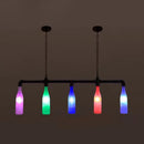 GobekUsa Industrial Iron Pipe Wine Bottle Pendant Light - Multi-Color Island Lamps