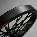 Industrial iron wheel chandelier black pendant light dining room by Decorbites