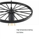 Industrial iron wheel chandelier black pendant light dining room by Decorbites