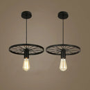 Industrial iron wheel chandelier black pendant light dining room by Decorbites
