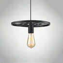 Industrial iron wheel chandelier black pendant light dining room by Decorbites