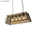 GobekUsa Industrial Iron Wire Mesh Pendant Light - Black 4-Light Island Lamp for Dining Room
