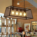 GobekUsa Industrial Iron Wire Mesh Pendant Light - Black 4-Light Island Lamp for Dining Room