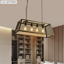GobekUsa Industrial Iron Wire Mesh Pendant Light - Black 4-Light Island Lamp for Dining Room
