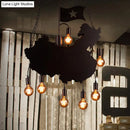GobekUsa Industrial Island Pendant Lamp - Iron Panel Black Hanging Light Kit - 7 Bulbs - Map and Flag Shape