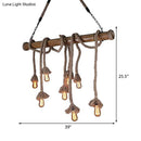 GobekUsa Industrial Island Pendant Light - Exposed Bulb Rope Design - Dining Room Hanging Lamp in Beige (4/8 Light)
