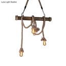 GobekUsa Industrial Island Pendant Light - Exposed Bulb Rope Design - Dining Room Hanging Lamp in Beige (4/8 Light)