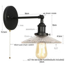 GobekUsa Industrial Loft LED Wall Light for Bedroom, Bathroom, Stairs - Plug In Iron Lamp