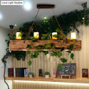 GobekUsa Industrial Marble Pendant Light with 4 Wood Lights for Dining Room Island