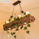 GobekUsa Industrial Marble Pendant Light with 4 Wood Lights for Dining Room Island