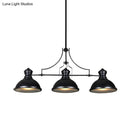 GobekUsa Retro Island Lighting: Metallic Black Hanging Fixture with Dome Shade, Glass Diffuser, and 3 Bulb Design for Tables