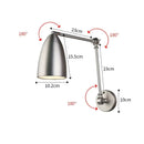 GobekUsa Adjustable Swing Long Arm LED Wall Lamp for Bedroom Study Living Room