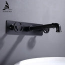 GobekUsa Industrial Style Wall Mounted Black Basin Faucet with Dual Handles