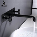 GobekUsa Industrial Style Wall Mounted Black Basin Faucet with Dual Handles
