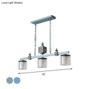 GobekUsa Sky Blue Dual Cylinder Parlor Island Pendant Lamp with Clear and Frosted Glass - 3 Bulbs