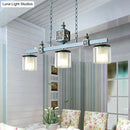 GobekUsa Sky Blue Dual Cylinder Parlor Island Pendant Lamp with Clear and Frosted Glass - 3 Bulbs