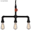 GobekUsa Industrial Metal 3-Head Hanging Light with Red Valve Decor - Water Pipe Restaurant Island Lamp