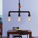 GobekUsa Industrial Metal 3-Head Hanging Light with Red Valve Decor - Water Pipe Restaurant Island Lamp