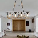 GobekUsa Industrial Metal and Rope Island Lamp with LOVE Design, 4 Bulbs, Beige Finish