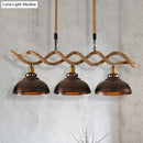 GobekUsa Industrial Metal and Rope Pendant Light - Rustic Kitchen Island Lamp Kit with 3 Lights