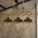 GobekUsa Industrial Metal and Rope Pendant Light - Rustic Kitchen Island Lamp Kit with 3 Lights