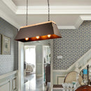 GobekUsa Industrial Metal and Wood Pendant Lamp - 3 Lights Island Lighting with Trapezoid Shade in Black for Dining Room