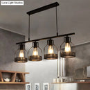 GobekUsa Industrial Metal Bar Chandelier: Black Birdcage Island Lighting Fixture