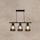 GobekUsa Industrial Metal Bar Chandelier: Black Birdcage Island Lighting Fixture