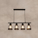 GobekUsa Industrial Metal Bar Chandelier: Black Birdcage Island Lighting Fixture