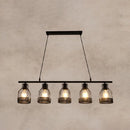 GobekUsa Industrial Metal Bar Chandelier: Black Birdcage Island Lighting Fixture