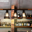 GobekUsa Industrial Metal Bar Chandelier: Black Birdcage Island Lighting Fixture
