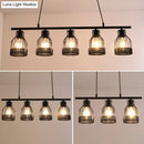 GobekUsa Industrial Metal Bar Chandelier: Black Birdcage Island Lighting Fixture