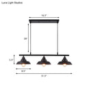GobekUsa Industrial Metal Barn Shade Dining Room Chandelier with 3 Black Hanging Light Bulbs