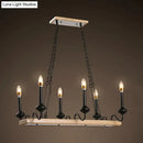 GobekUsa Industrial Metal 6-Bulb Indoor Island Pendant Light with Wooden Canopy - Black Finish