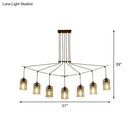 GobekUsa Industrial Metal Black Island Light Fixture with Mesh Bell Shades - 5/7-Head Hanging Ceiling Lamp
