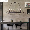 GobekUsa Metal Black Island Lighting: Exposed Bulb 6-Light Ceiling Pendant for Dining Room - Classical Design