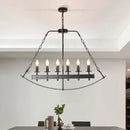 GobekUsa Metal Black Island Lighting: Exposed Bulb 6-Light Ceiling Pendant for Dining Room - Classical Design