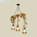 GobekUsa Industrial Metal Caged Island Pendant Light with Rope Hanging Lamp - Brown