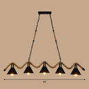 GobekUsa Industrial Metal Cone Island Pendant Light - Matte Black Finish with Twisted Rope Detailing