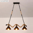 GobekUsa Industrial Metal Cone Island Pendant Light - Matte Black Finish with Twisted Rope Detailing