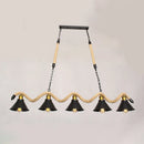 GobekUsa Industrial Metal Conical Island Ceiling Light Bar Pendant with Wavy Hemp Rope - Black