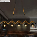 GobekUsa Industrial Metal Conical Island Ceiling Light Bar Pendant with Wavy Hemp Rope - Black
