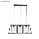 GobekUsa Industrial Metal Hanging Pendant Light Fixture - Trapezoid Frame - 3-Light - Black - Rectangle Shade - for Kitchen Island