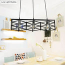 GobekUsa 31.5"/32" Industrial Metal Island Lighting - 3-Light Dining Room Pendant with Cage Shade, Black